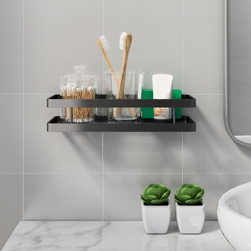 2 Piece Bath Shelf in Matte Black Metal Bathroom Hardware Set