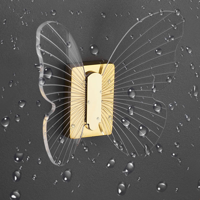 Modern Brass Bathroom Accessory Set Acrylic Butterfly Themed Robe Hooks