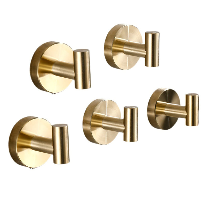 Modern Bathroom Accessory Set Metal Robe Hooks in Polished Chrome/Gold