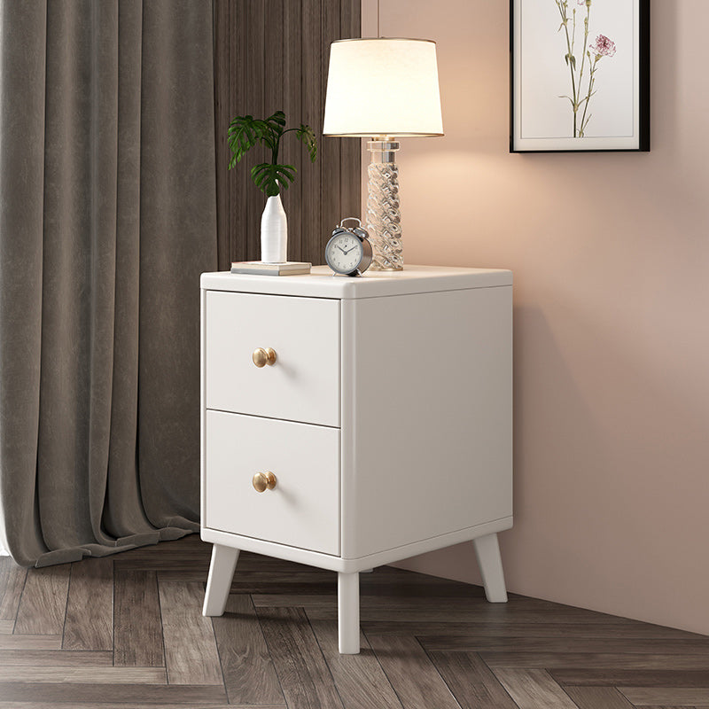 Contemporary Drawer Storage Night Table Rubberwood Accent Table Nightstand for Bedroom