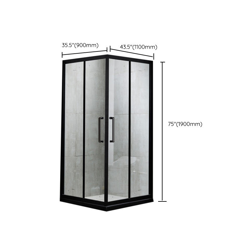 Tempered Glass Framed Shower Enclosure Clear Black Shower Stall