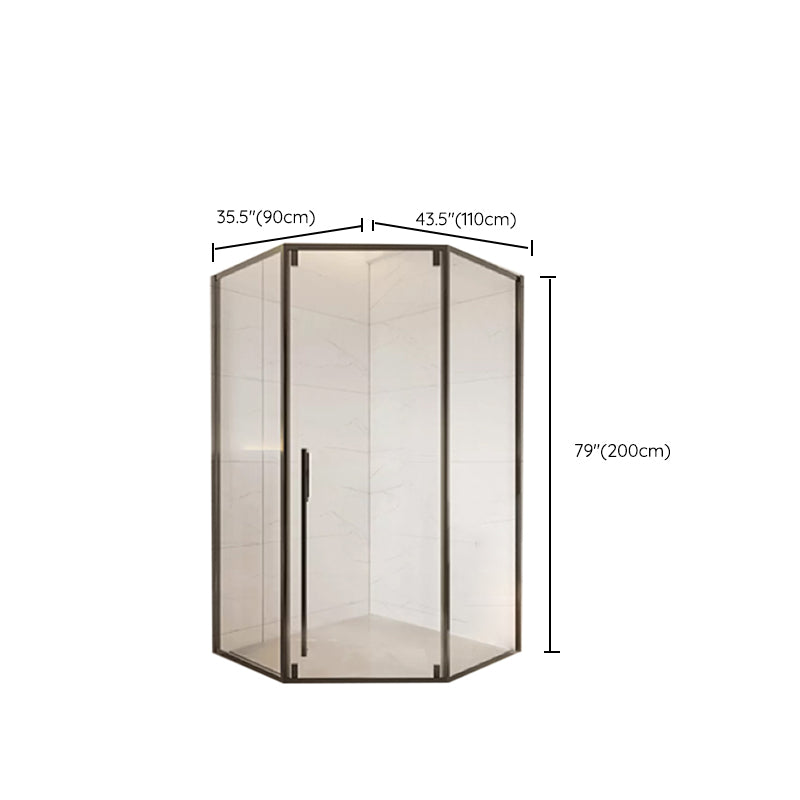 Neo-Angle Clear Tempered Shower Enclosure Framed Double Sliding Shower Kit