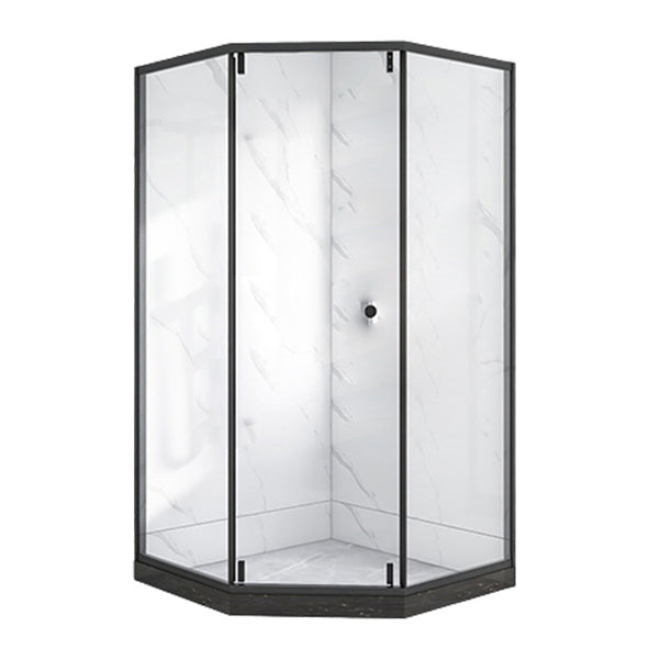 Single Sliding Neo-Angle Shower Enclosure Tempered Glass Stainless Steel Shower Stall