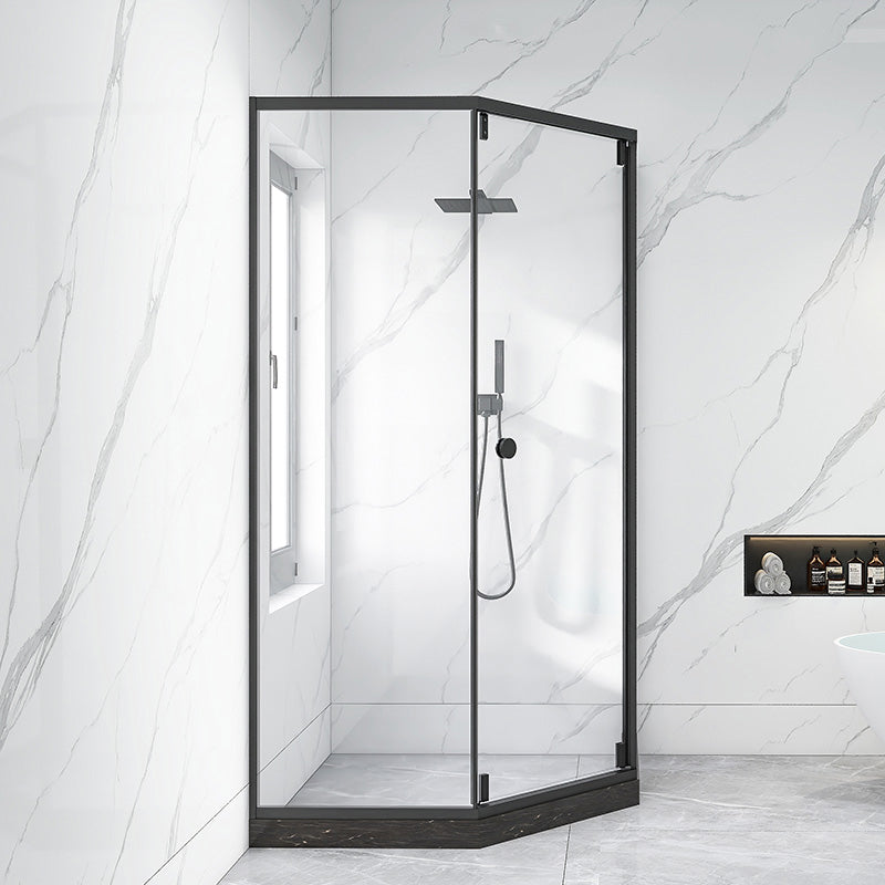Single Sliding Neo-Angle Shower Enclosure Tempered Glass Stainless Steel Shower Stall