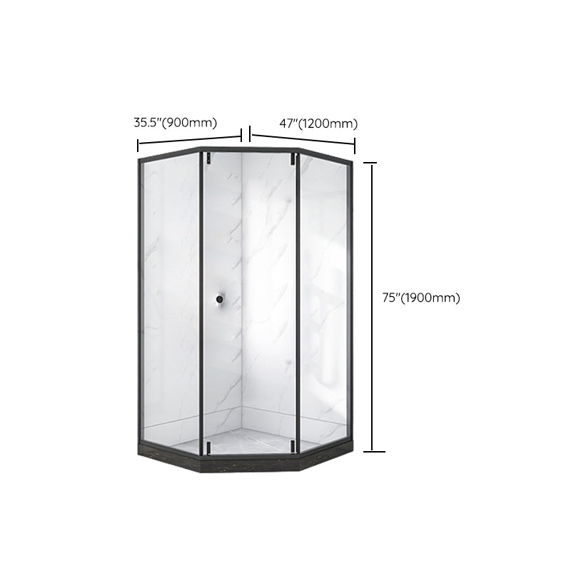 Single Sliding Neo-Angle Shower Enclosure Tempered Glass Stainless Steel Shower Stall