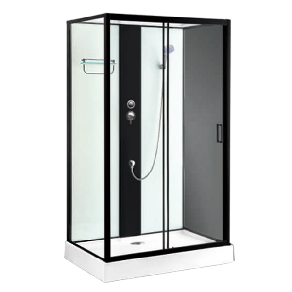 Tempered Glass Shower Stall Home Shower Stall with Towel Bar and Rain Shower