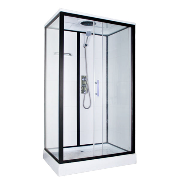 Tempered Glass Shower Stall Home Shower Stall with Towel Bar and Rain Shower