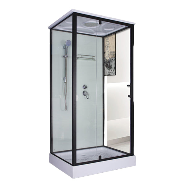 Tempered Glass Shower Stall Home Shower Stall with Towel Bar and Rain Shower