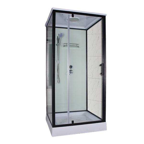 Tempered Glass Shower Stall Home Shower Stall with Towel Bar and Rain Shower