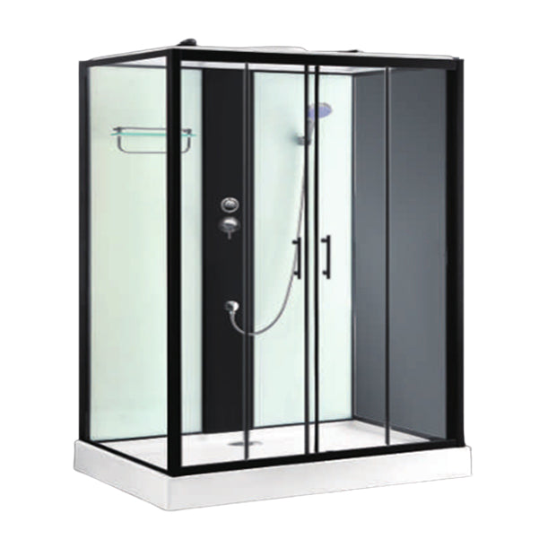 Tempered Glass Shower Stall Home Shower Stall with Towel Bar and Rain Shower