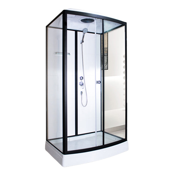 Tempered Glass Shower Stall Home Shower Stall with Towel Bar and Rain Shower