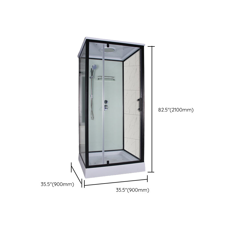 Tempered Glass Shower Stall Home Shower Stall with Towel Bar and Rain Shower