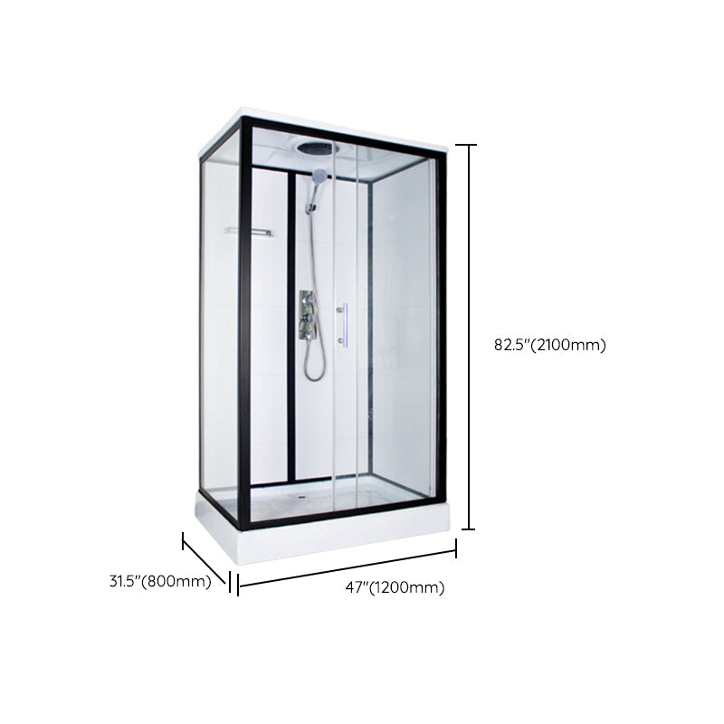 Tempered Glass Shower Stall Home Shower Stall with Towel Bar and Rain Shower