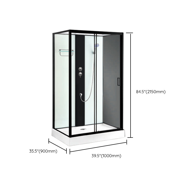 Tempered Glass Shower Stall Home Shower Stall with Towel Bar and Rain Shower