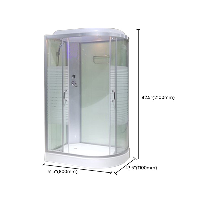 Double Sliding Rounded Shower Stall Tempered Glass Shower Stall with Hand Shower