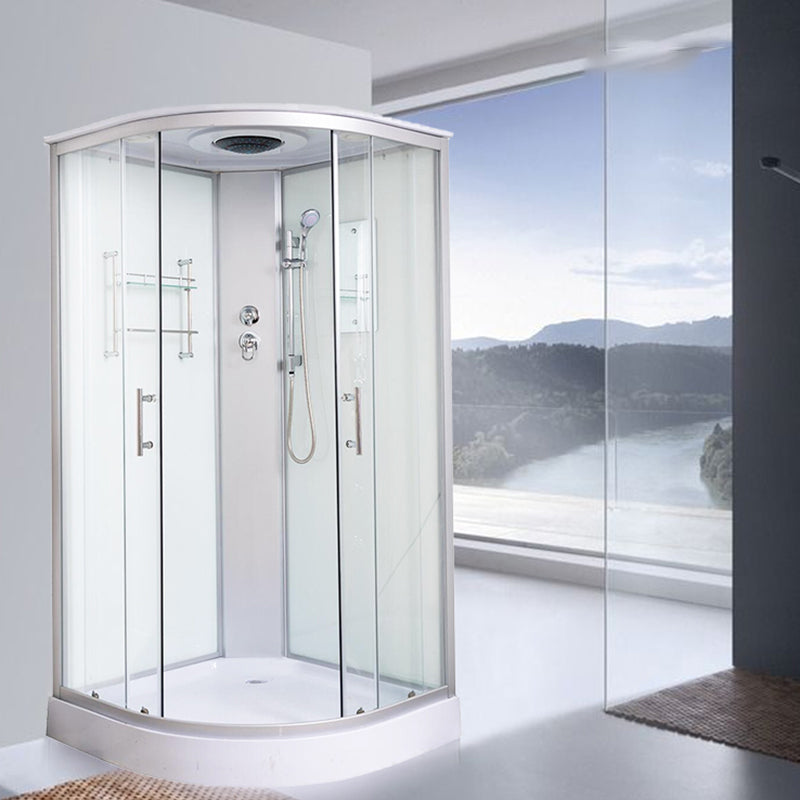 Rounded Shower Stall Double Sliding Shower Stall with Rain Shower