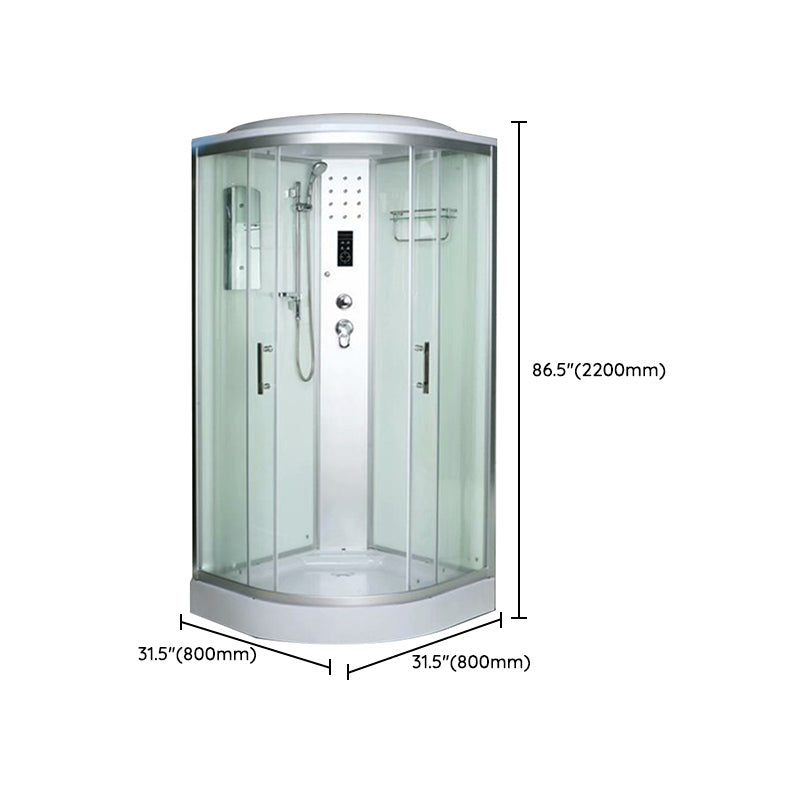 Rounded Shower Stall Double Sliding Shower Stall with Rain Shower