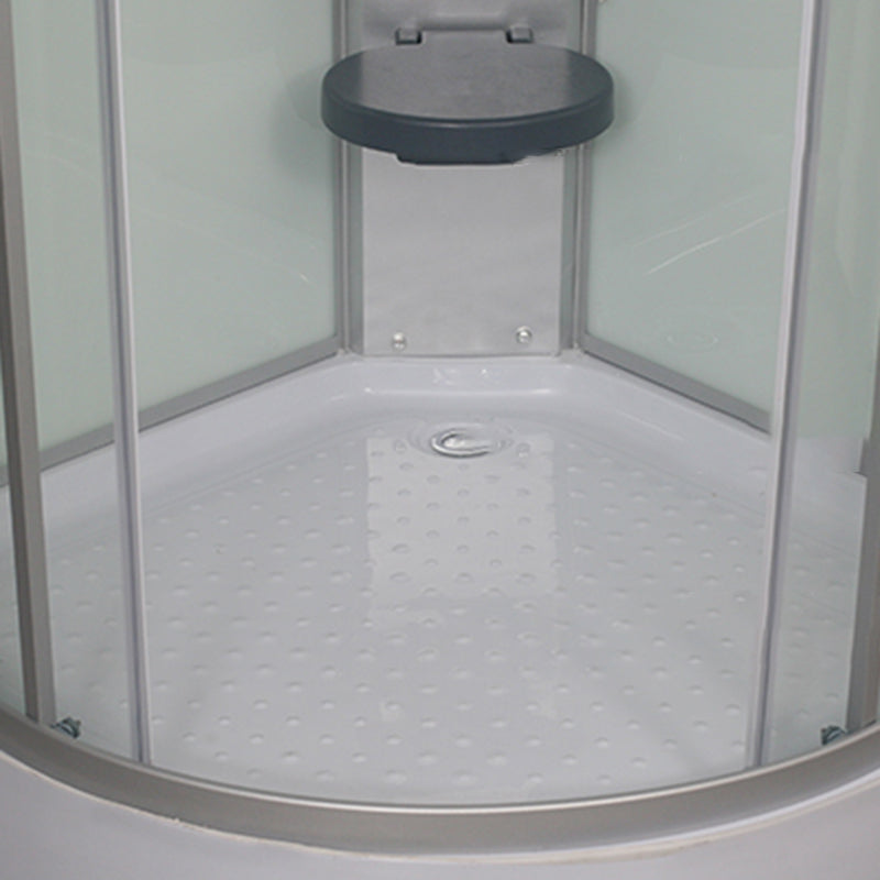 Double Sliding Shower Stall Round Shower Stall with Light and Towel Bar