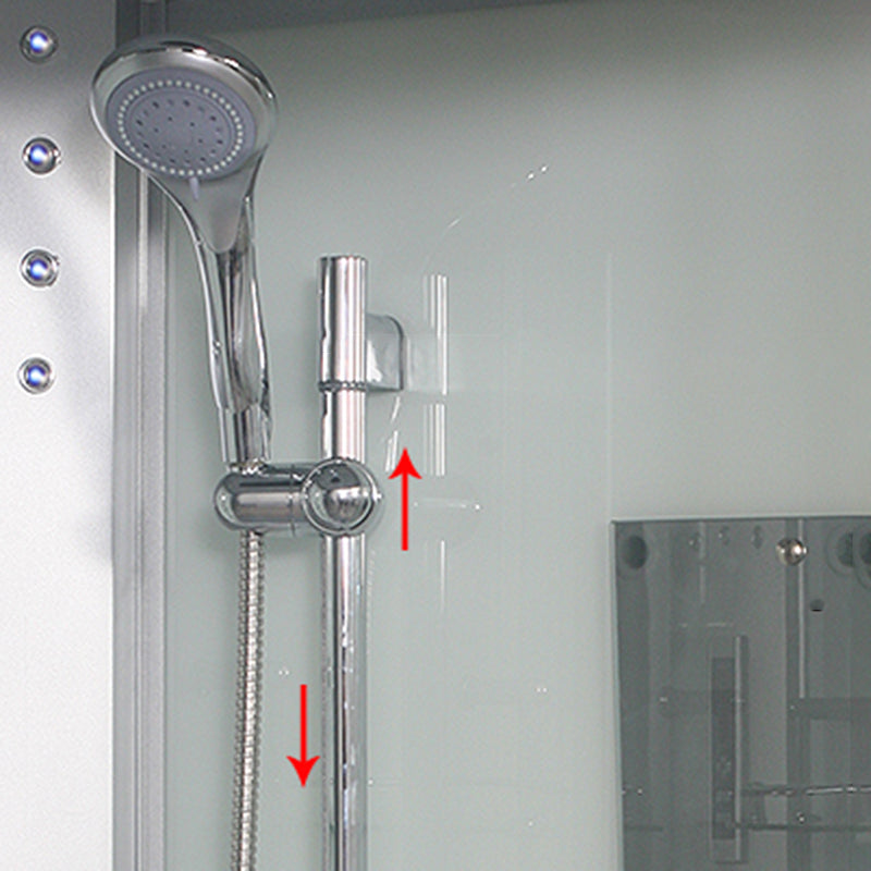 Double Sliding Shower Stall Round Shower Stall with Light and Towel Bar