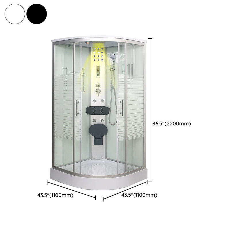 Double Sliding Shower Stall Round Shower Stall with Light and Towel Bar