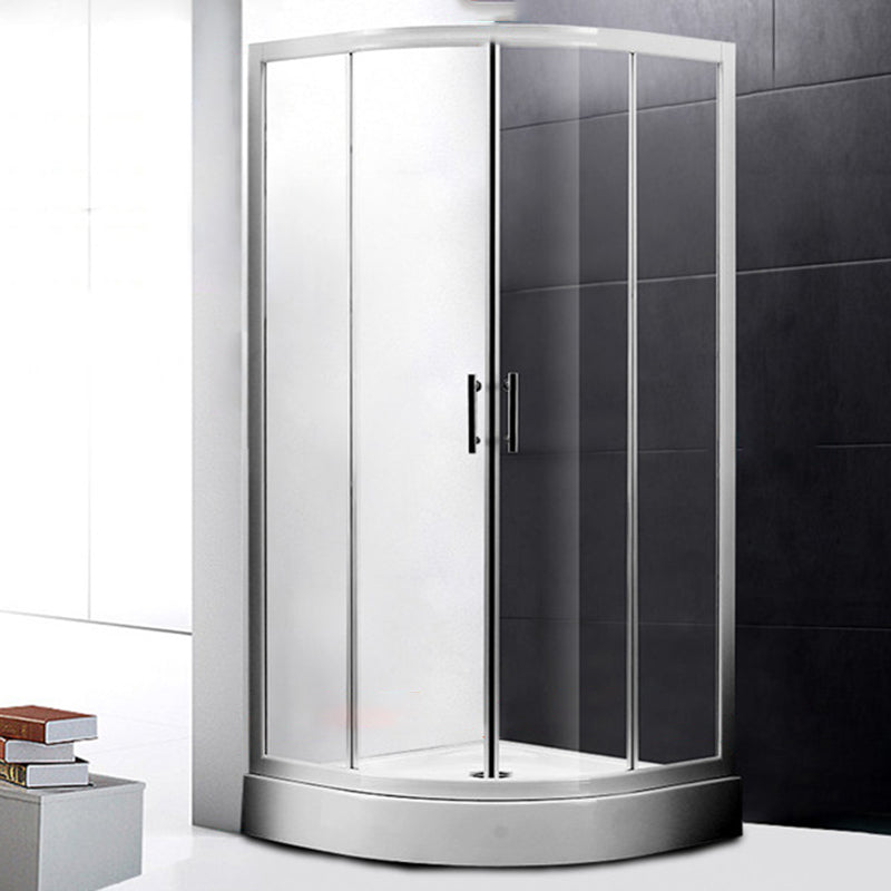 Round Shower Kit Tempered Glass Shower Enclosure with Door Handle