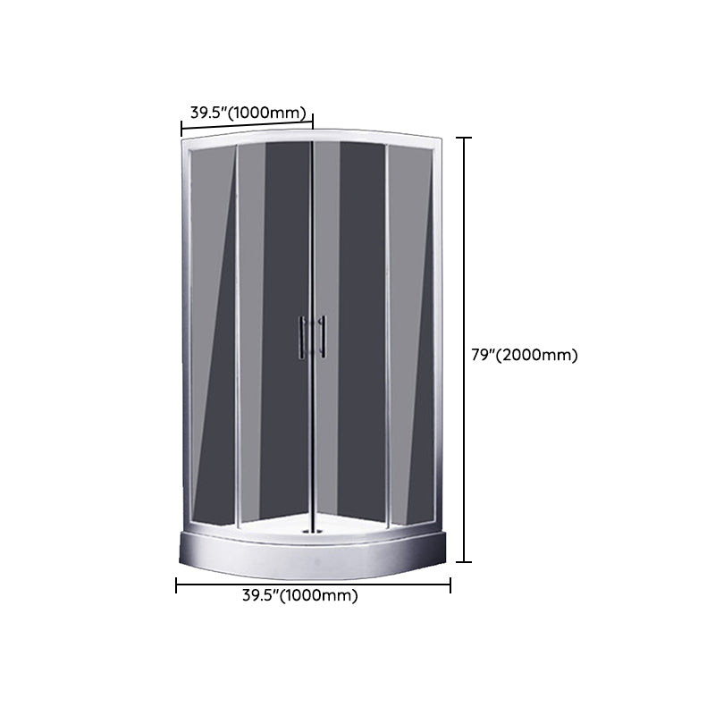 Round Shower Kit Tempered Glass Shower Enclosure with Door Handle