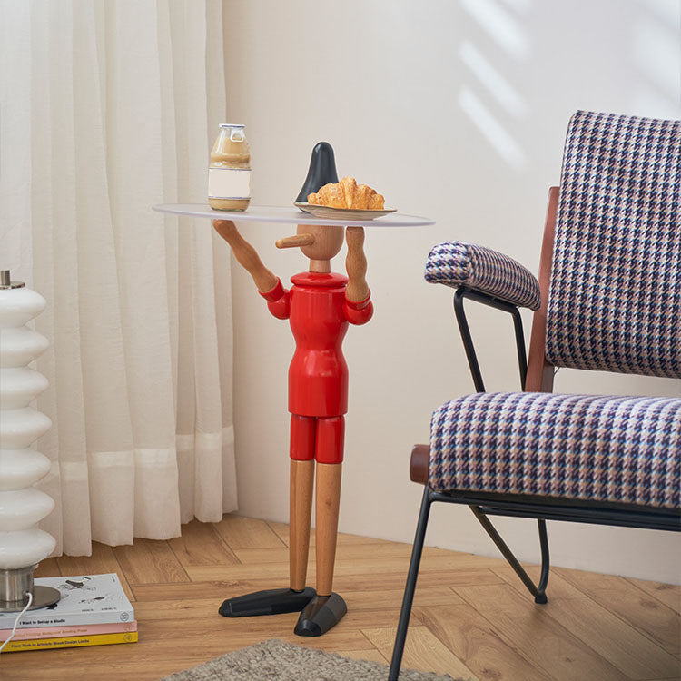 Solid Wood Accent Side Table Table Abstract Side End Snack Table