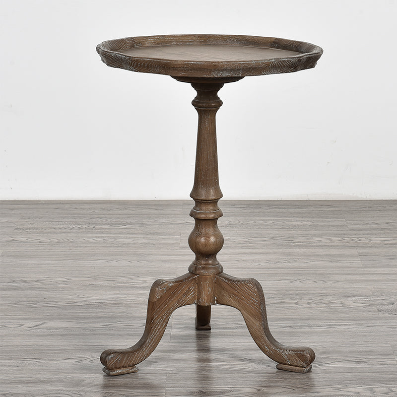 14" Wide Rustic Corner Table Solid Wood Round Side End Table