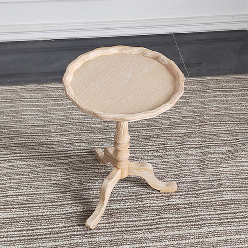 14" Wide Rustic Corner Table Solid Wood Round Side End Table