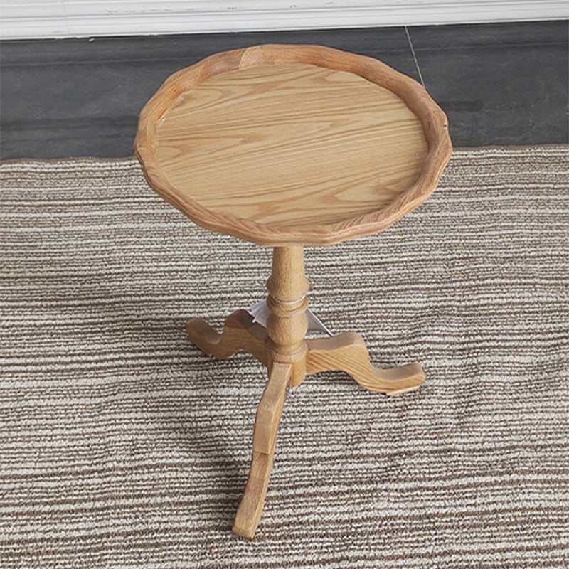 14" Wide Rustic Corner Table Solid Wood Round Side End Table