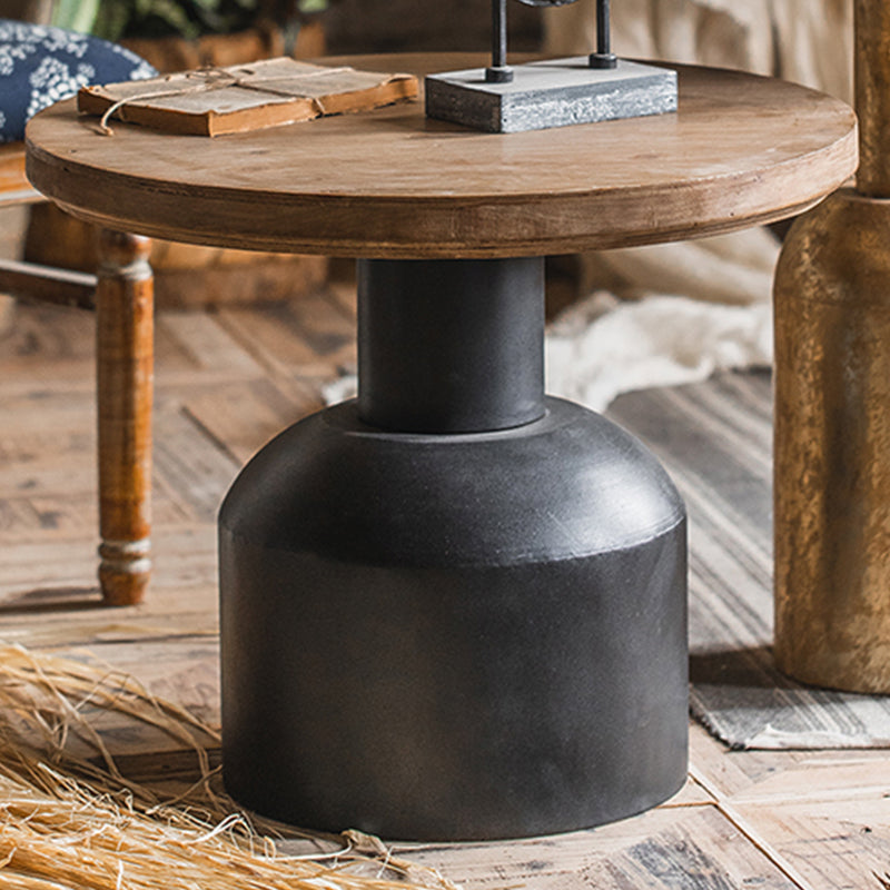 Rustic Corner Table Solid Wood Round Pedestal Side End Table