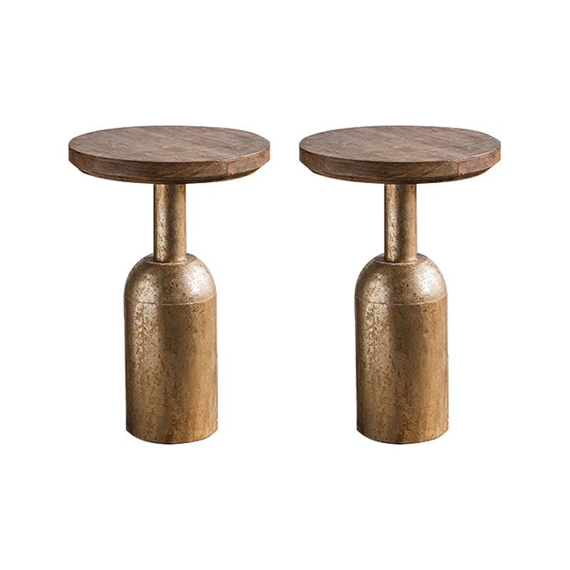 Rustic Corner Table Solid Wood Round Pedestal Side End Table