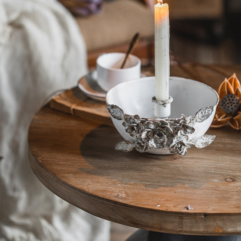 Rustic Corner Table Solid Wood Round Pedestal Side End Table