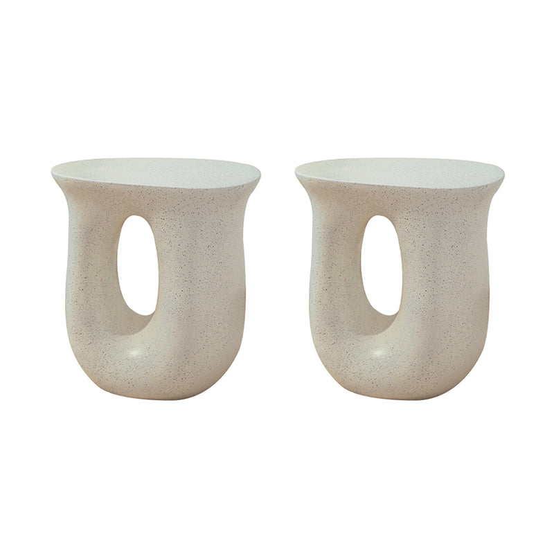 12" Wide Contemporary Corner Table White Concrete Accent Side Table