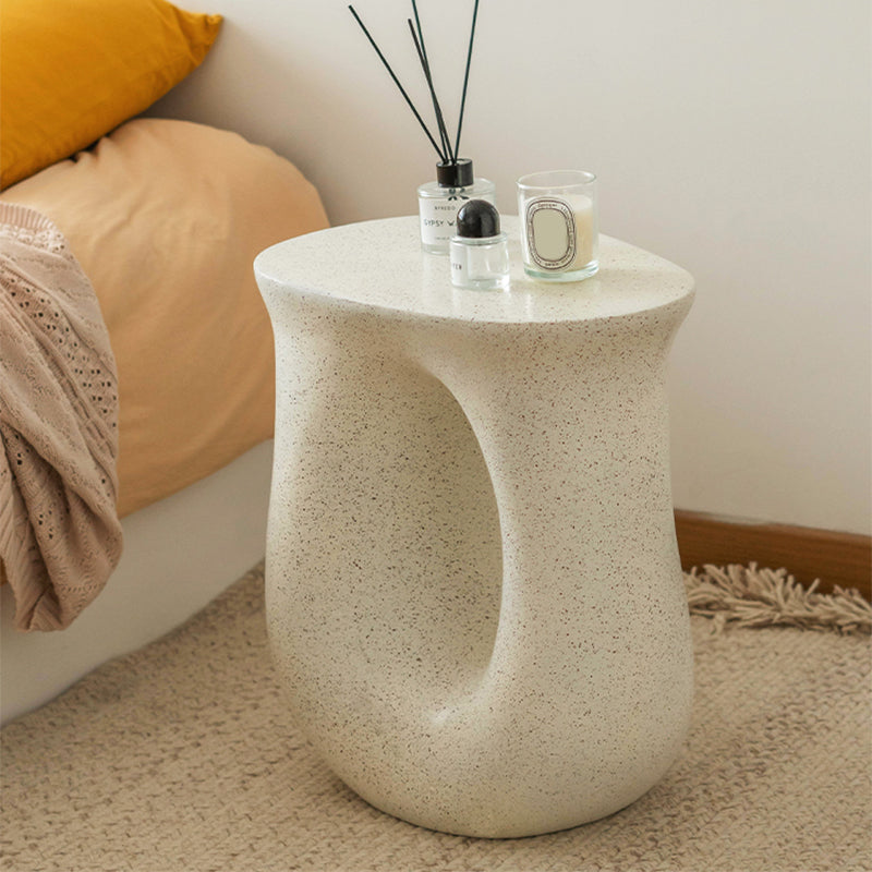 12" Wide Contemporary Corner Table White Concrete Accent Side Table