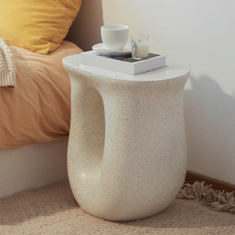 12" Wide Contemporary Corner Table White Concrete Accent Side Table