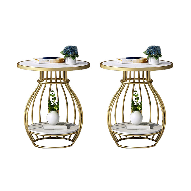 Modern Luxurious Metal Side Table Round Frame Sofa Side Accent Table