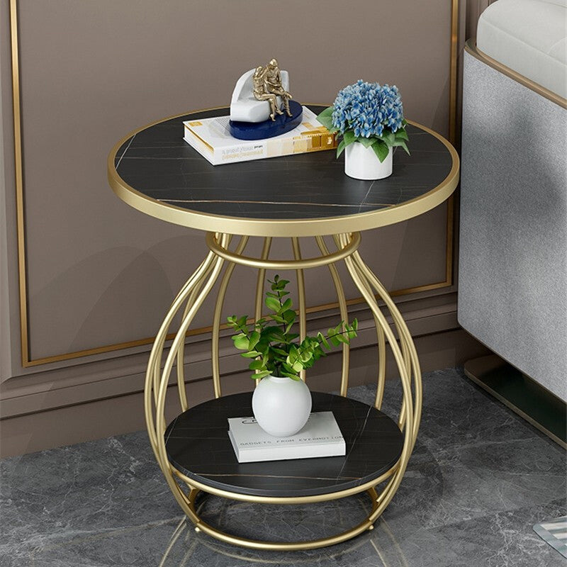 Modern Luxurious Metal Side Table Round Frame Sofa Side Accent Table