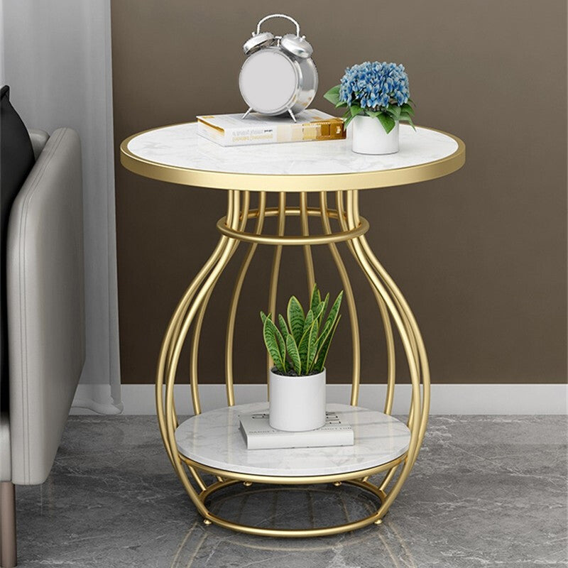 Modern Luxurious Metal Side Table Round Frame Sofa Side Accent Table