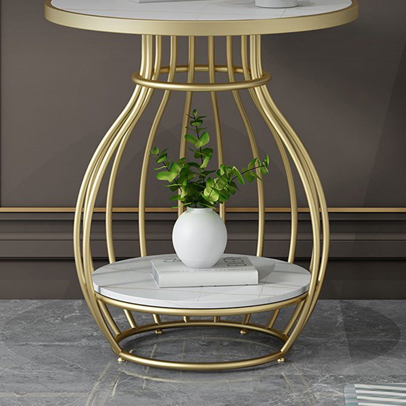 Modern Luxurious Metal Side Table Round Frame Sofa Side Accent Table