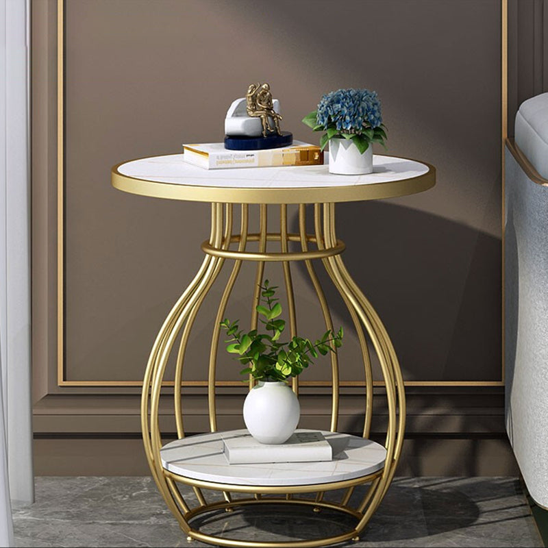 Modern Luxurious Metal Side Table Round Frame Sofa Side Accent Table