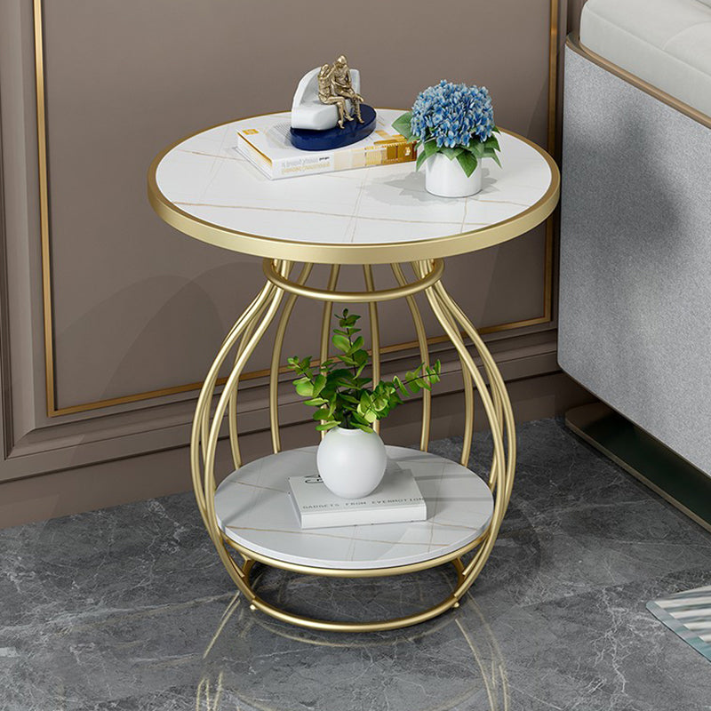 Modern Luxurious Metal Side Table Round Frame Sofa Side Accent Table