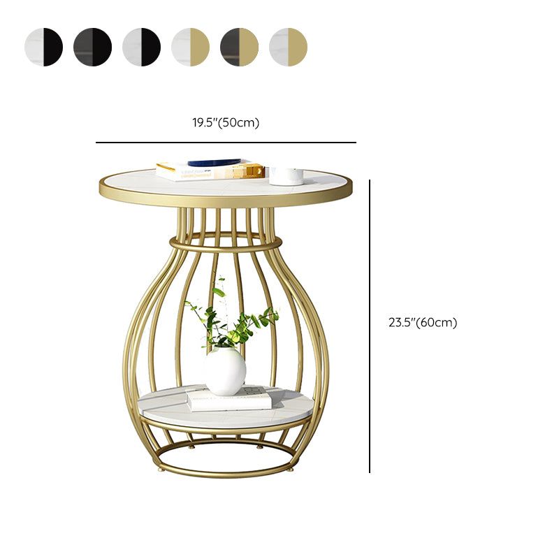 Modern Luxurious Metal Side Table Round Frame Sofa Side Accent Table