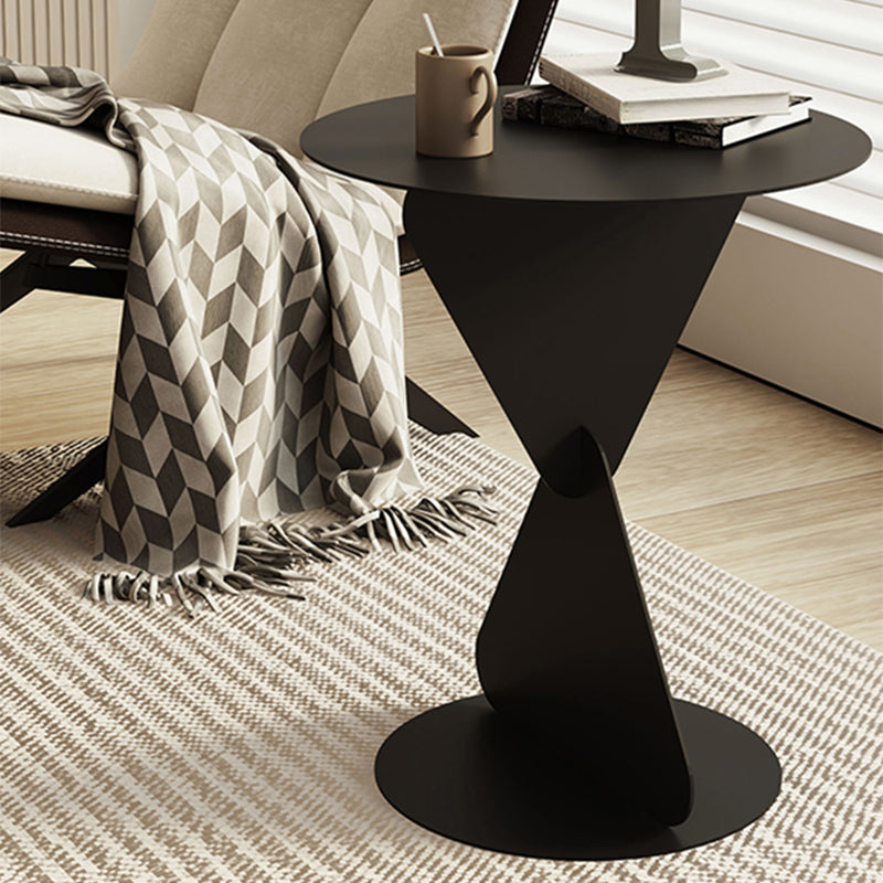 Modernistic Round Top Side Table Metal Pedestal End Table for Living Room