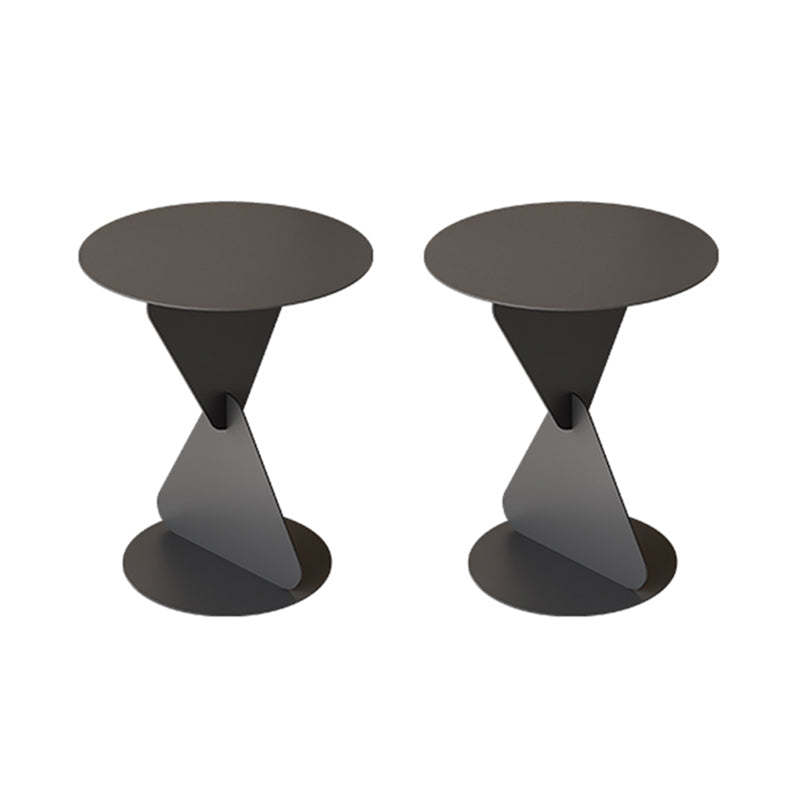 Modernistic Round Top Side Table Metal Pedestal End Table for Living Room