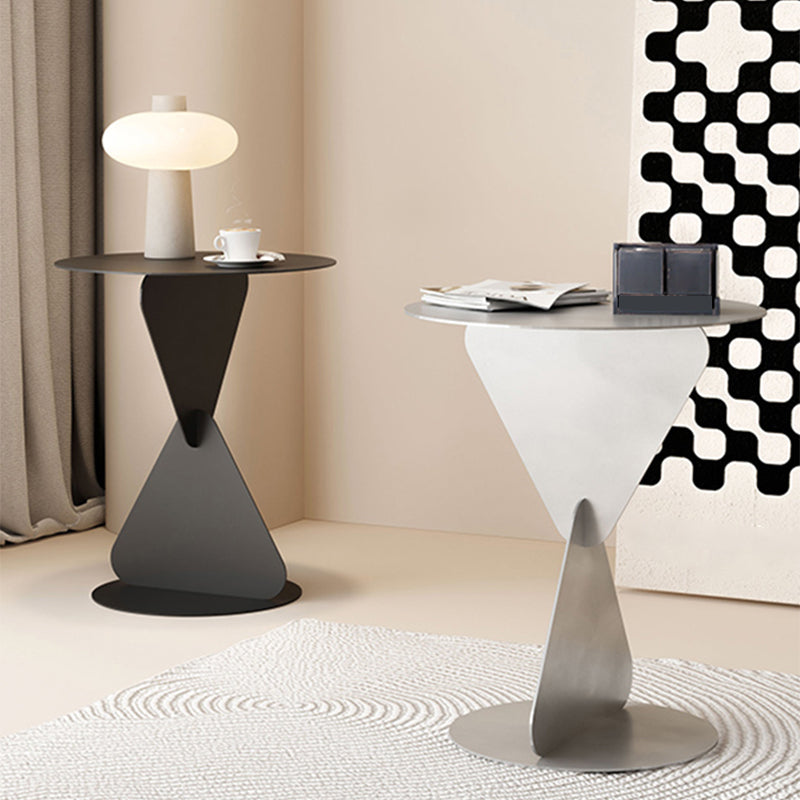 Modernistic Round Top Side Table Metal Pedestal End Table for Living Room