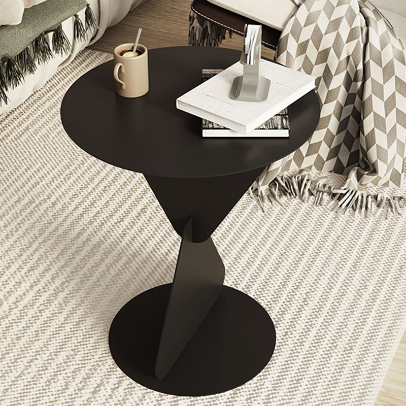 Modernistic Round Top Side Table Metal Pedestal End Table for Living Room