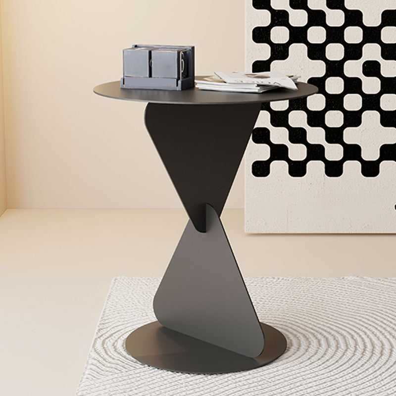 Modernistic Round Top Side Table Metal Pedestal End Table for Living Room