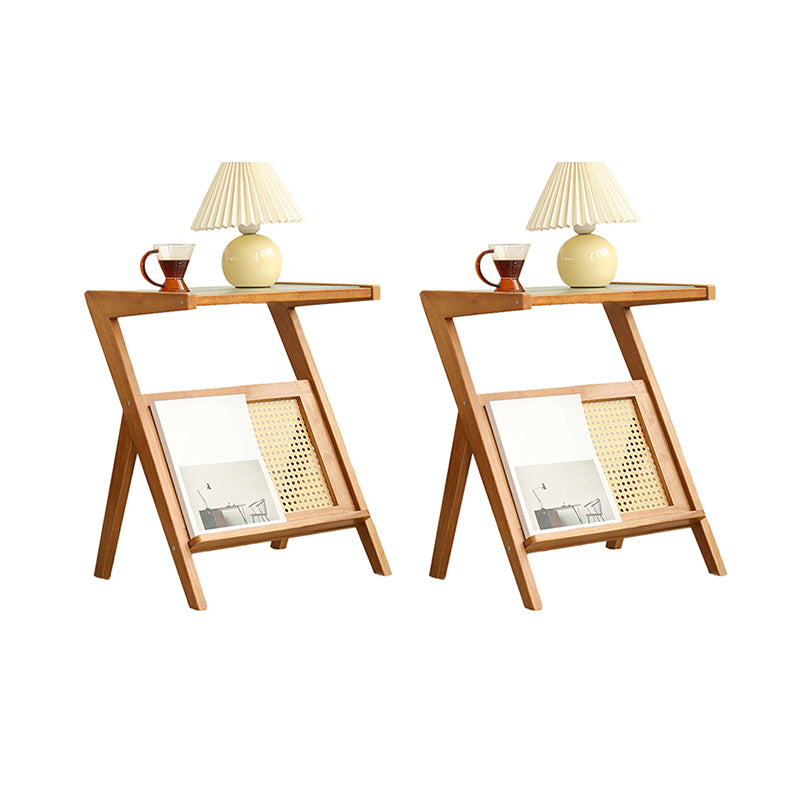 Modernistic Rectangular Accent Side Table Wood and Glass Side Table