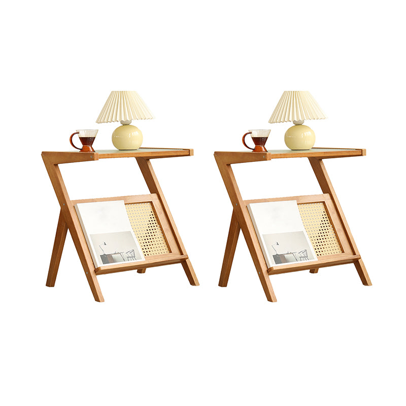 Modernistic Rectangular Accent Side Table Wood and Glass Side Table